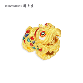 周大生5D硬金招财喜狮珐琅挂坠5DC160008